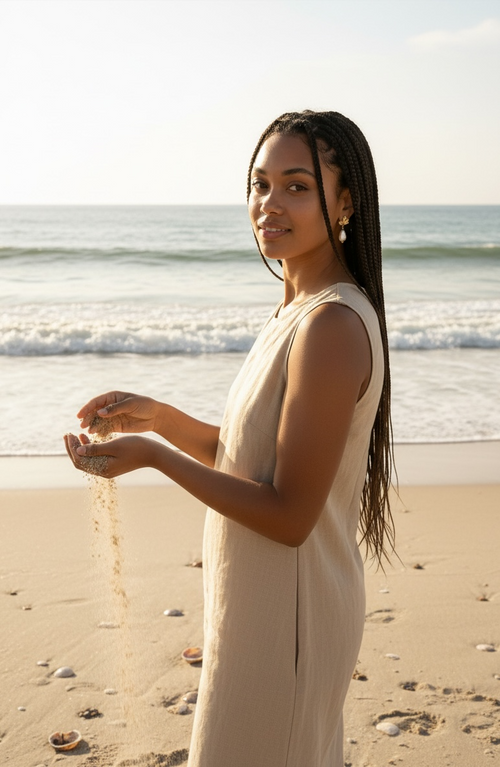 18k Gold Flower and White Pearl Dangle Earring