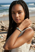Teal Heshi Bracelet, White Pukka Shell, Adjustable Boho Beach Jewelry