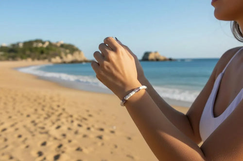 Purple Quartz & Pukka Shell Bracelet, Adjustable Boho Beach Jewelry